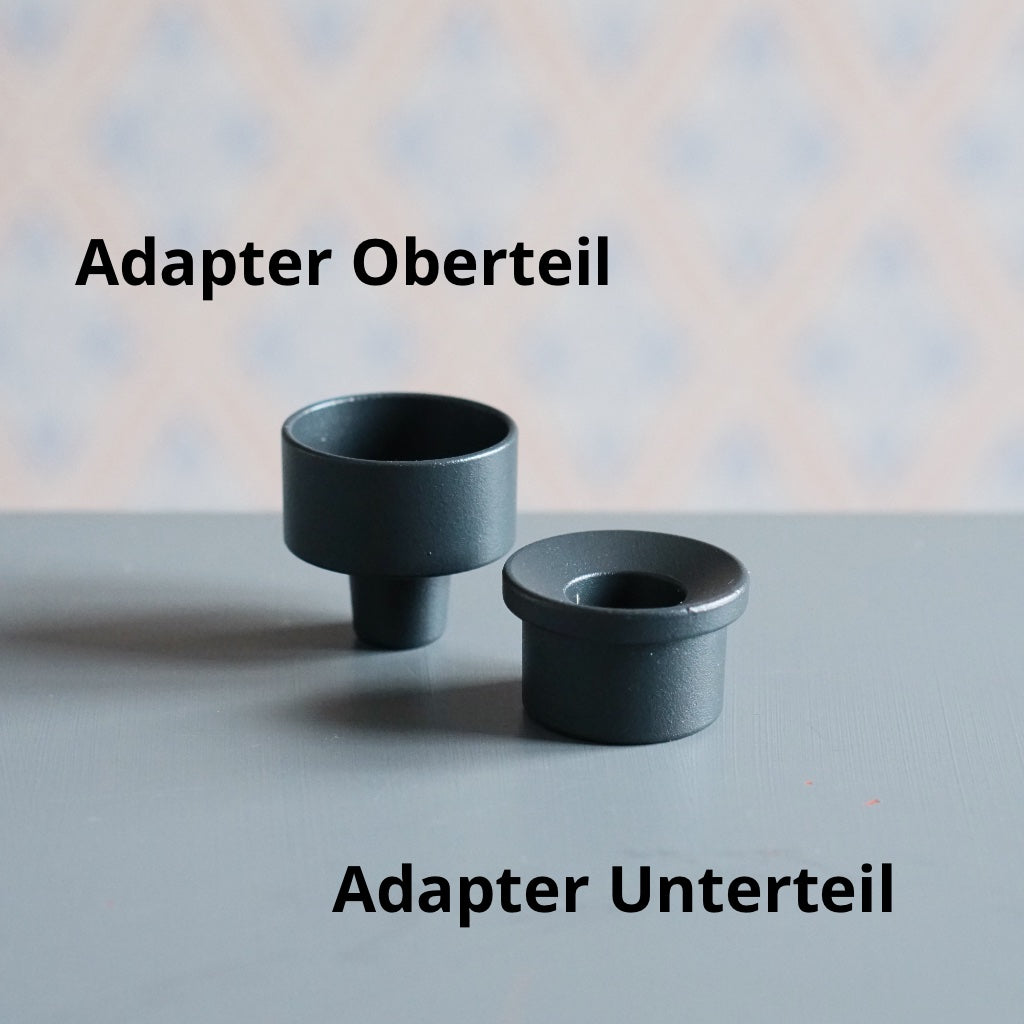Adapter Oberteil und Adapter Unterteil dunkelblau mit Beschriftung