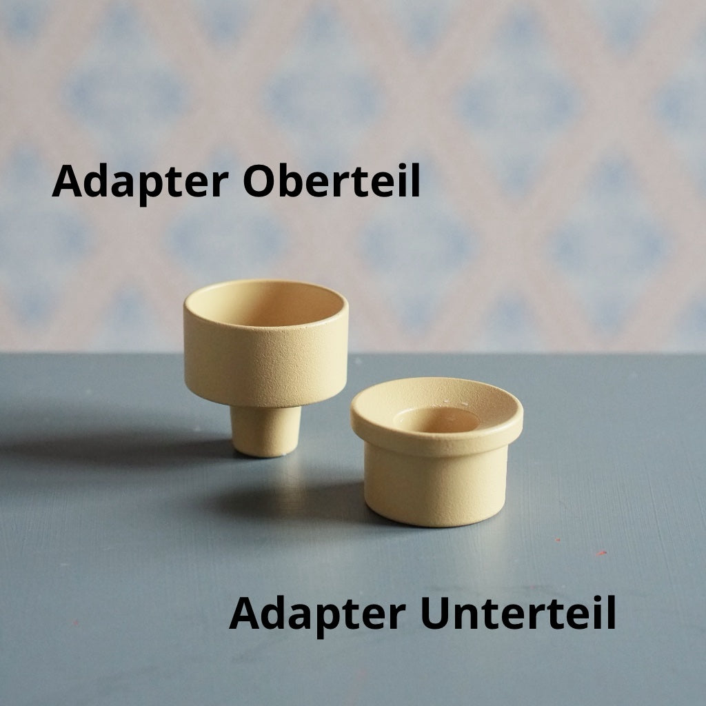 Adapter Oberteil und Adapter Unterteil gelb mit Beschriftung