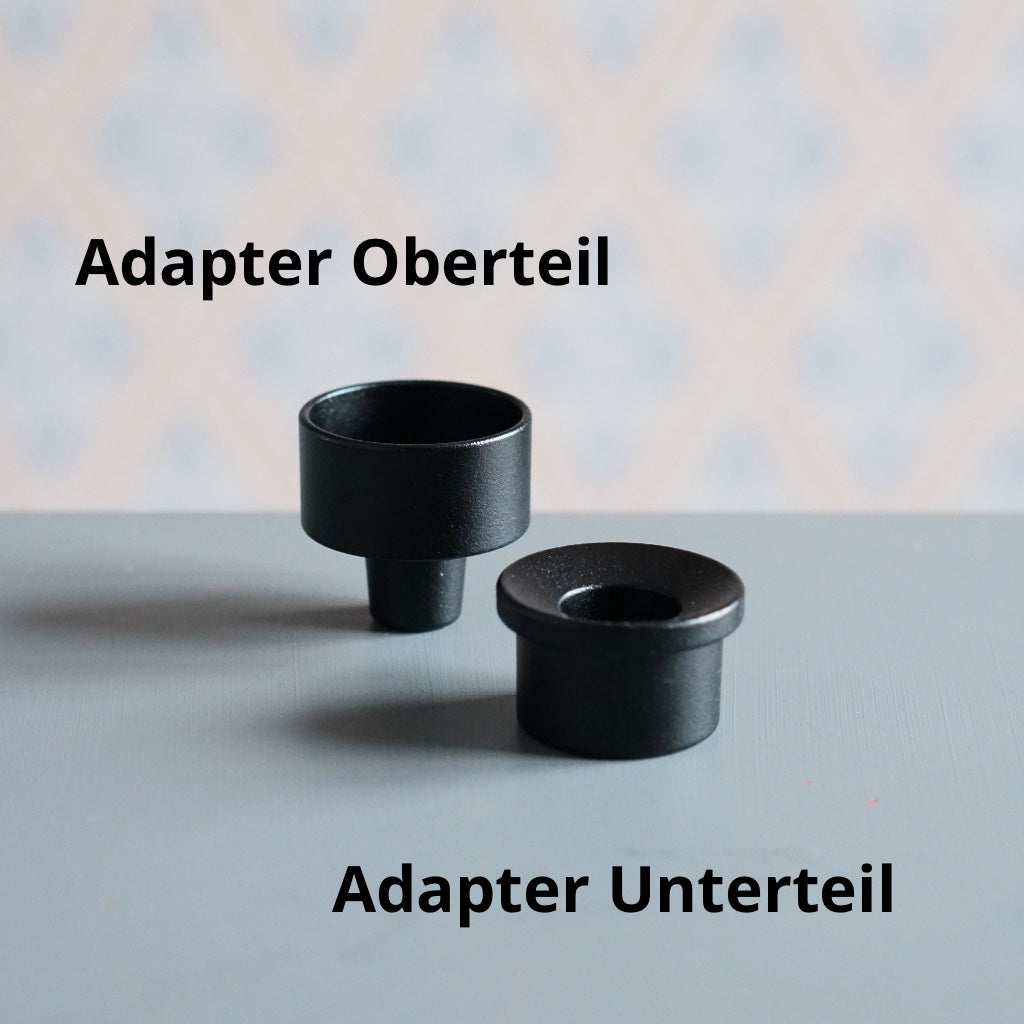Adapter Oberteil und Adapter Unterteil schwarz mit Beschriftung