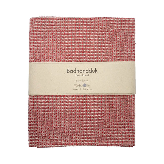 Badetuch_Bubbel_rot_Leinen_Vaexbo_Lin_Mys_Shop