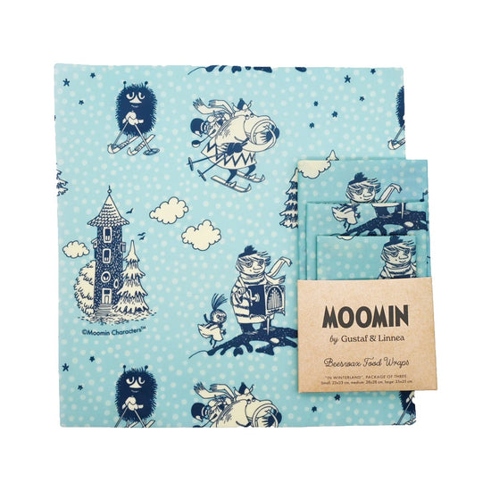 3er Set Bienenwachstücher mit Banderole in Hellblau von Gustaf & Linnea