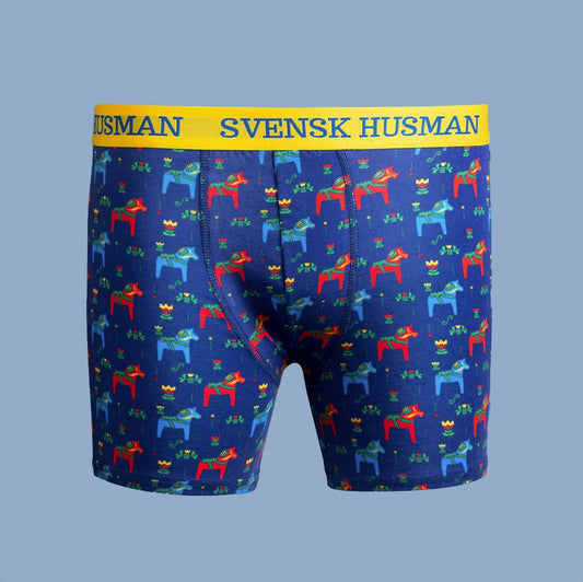 Boxershorts mit Dalapferden aus Baumwolle von Svensk Husman erhältlich bei MYS