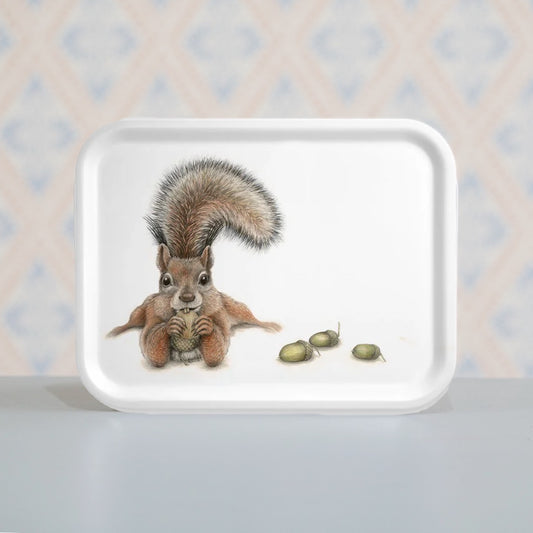 Holztablett mit Eichhörnchen