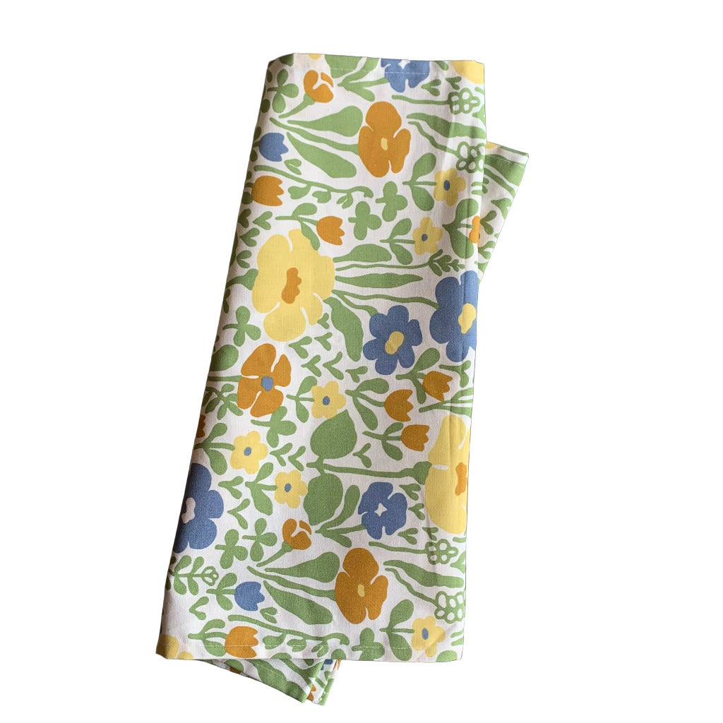 Tischläufer Fauna mit gelben, blauen und orangen Blumen