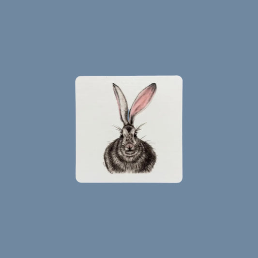 Quadratischer Glasuntersetzer mit Hase