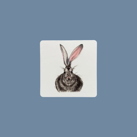 Quadratischer Glasuntersetzer mit Hase