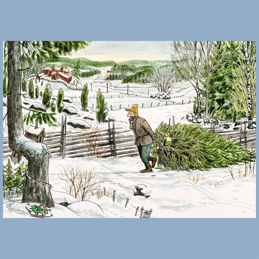 Postkarte "Pettersson holt Weihnachtsbaum" Sven Nordqvist