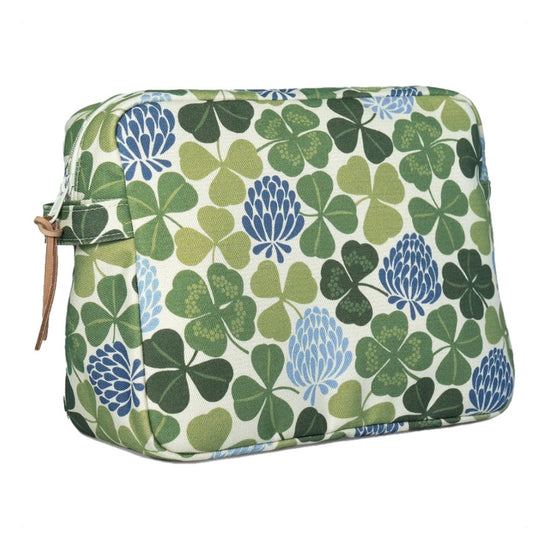 Kosmetiktasche XL aus nachhaltiger Bio Baumwolle mit Muster Lyckoklöver 