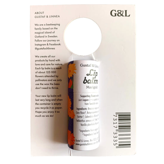 Lippenbalsamstift Marigold mit Karte Rückseite