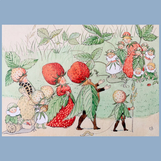 Postkarte "Erdbeerfamilie" Elsa Beskow