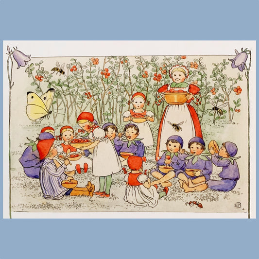 Postkarte "Blaubeerkinder" Elsa Beskow