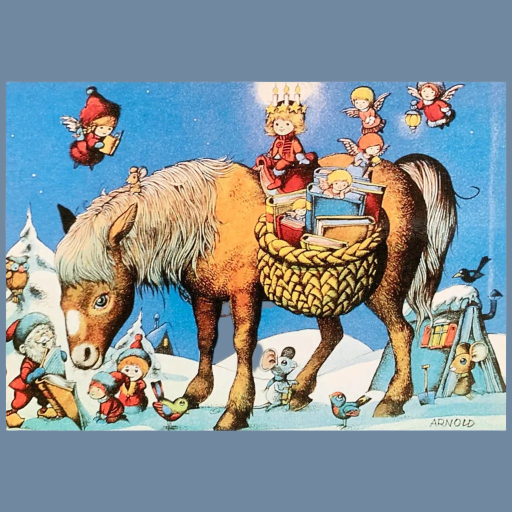 Postkarte Lucia på häst (auf dem Pferd)