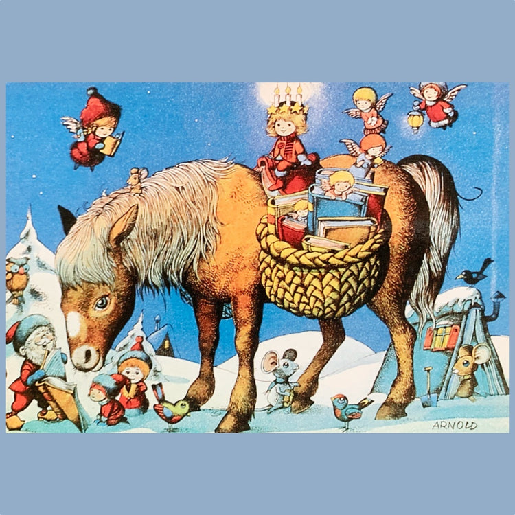 Postkarte "Lucia på häst” Hans Arnold