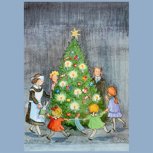 Postkarte "Tanz um den Weihnachtsbaum” Karin Stjernholm Ræder