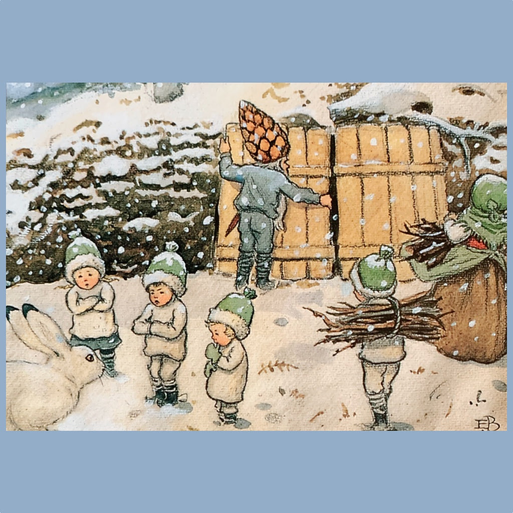 Postkarte Wichtelkinder im Winter