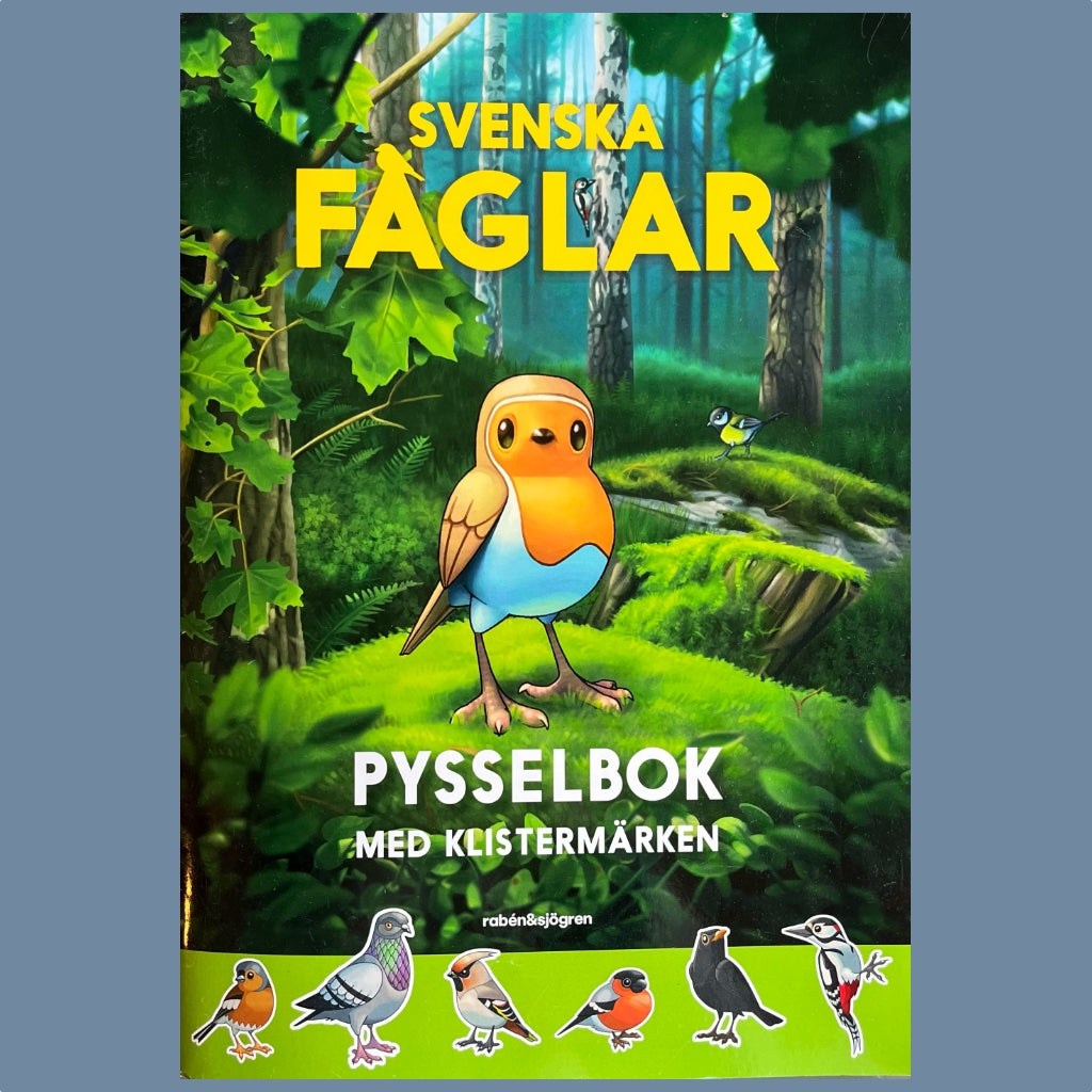 Titelseite des Stickerbuches Pysselbok svenska Fåglar