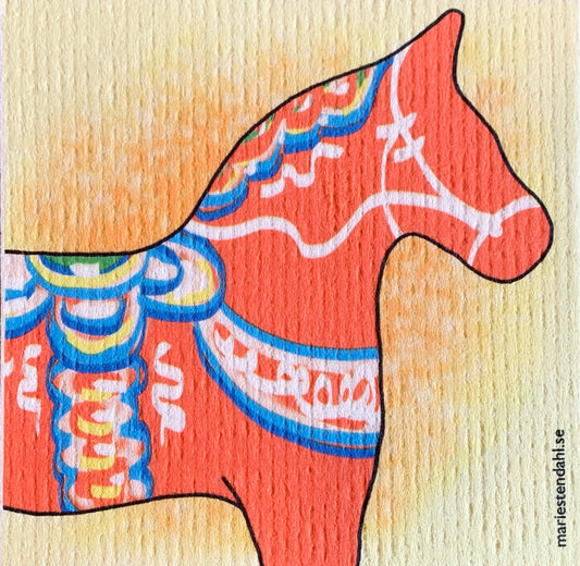 Schwammtuch mit Muster Dalapferd von Marie Stendahl erhältlich bei MYS