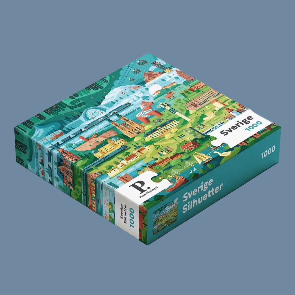 Kiste des Schwedenpuzzles mit Motiv