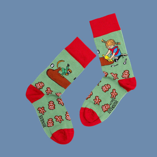 Socken Pippi bäckt Pfefferkuchen ausgebreitet