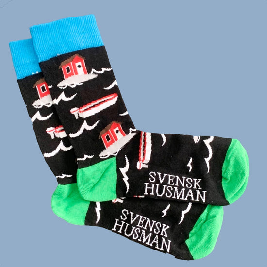 Socken mit Muster Schäreninsel von Svensk Husman erhältlich im Mys Shop