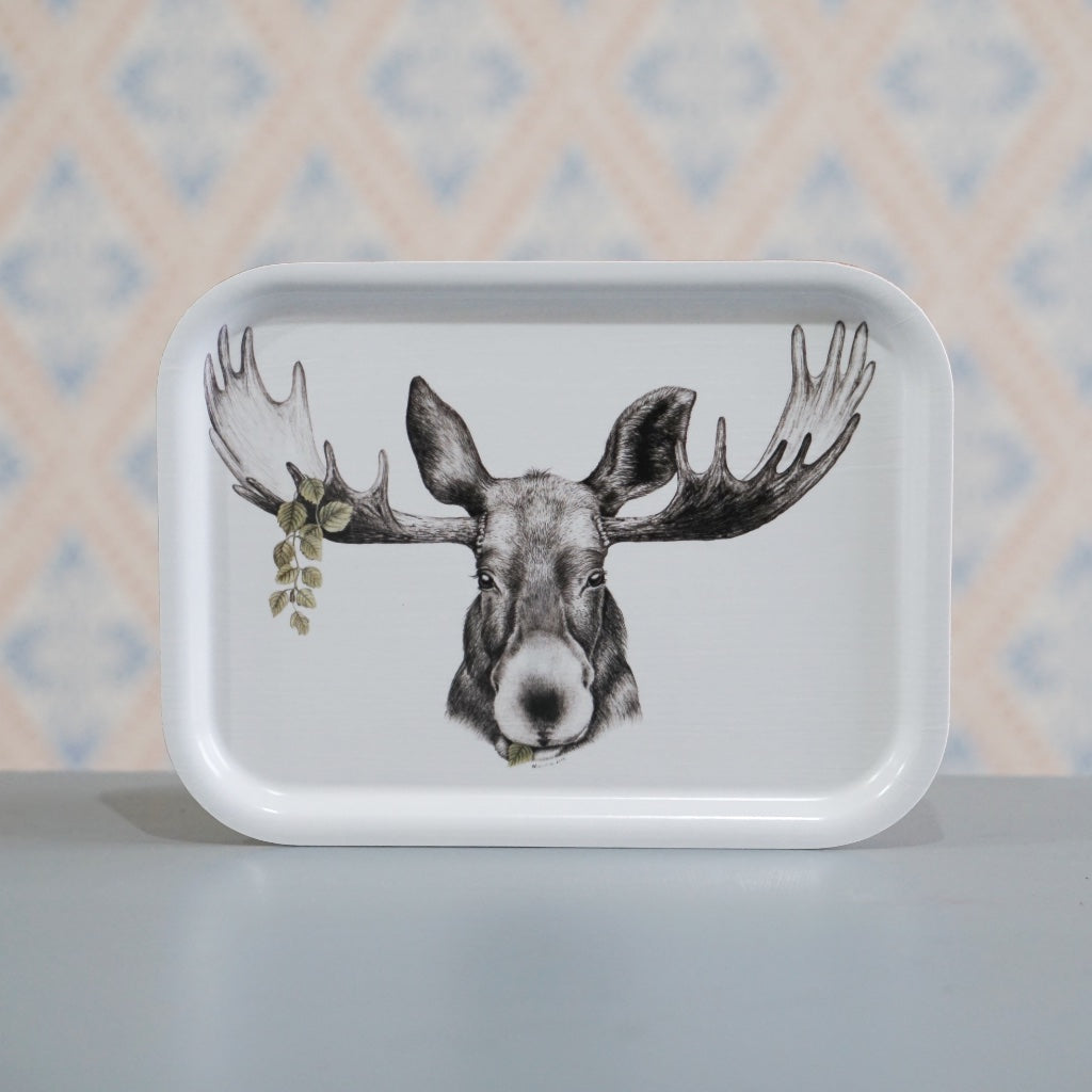 Tablett aus Holz mit Motiv Elch von Charlotte Nicolin erhältlich bei MYS