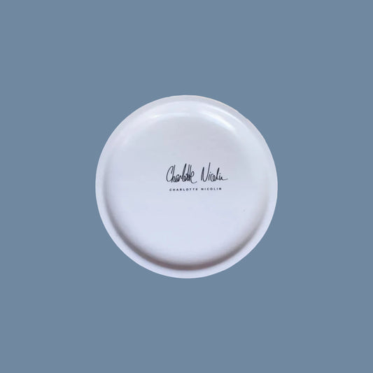 Rückseite von Untersetzer oder Minitablett aus Holz von Charlotte Nicolin erhältlich bei  MYS