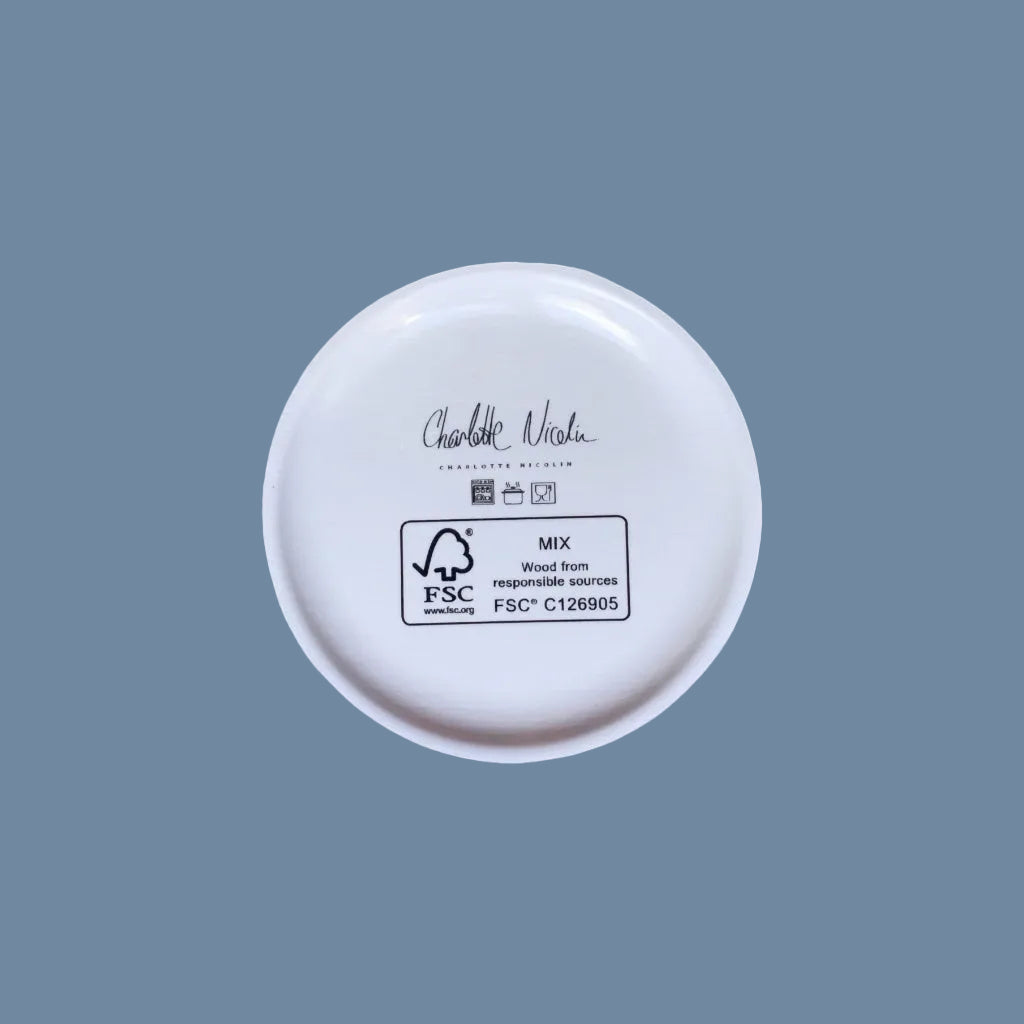 Rückseite von Minitablett Motiv Lykke von Charlotte Nicolin