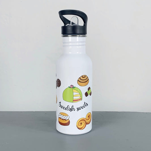 Wasserflasche aus Edelstahl mit Design Swedish sweets von Mellowdesign erhältlich bei mys