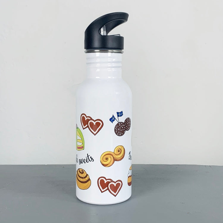 Wasserflasche aus Edelstahl mit Design Swedish sweets von Mellowdesign erhältlich bei mys