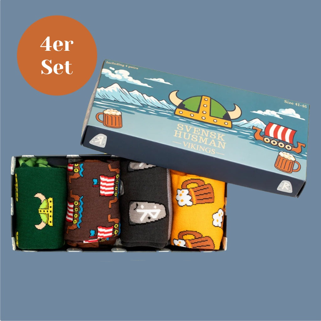 Geschenkbox Wikinger mit 4 verschiedenen Sockenpaaren