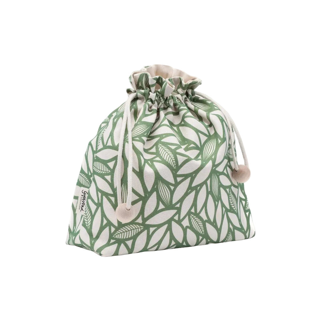 Kosmetiktasche mit Zugband Bladverk grün