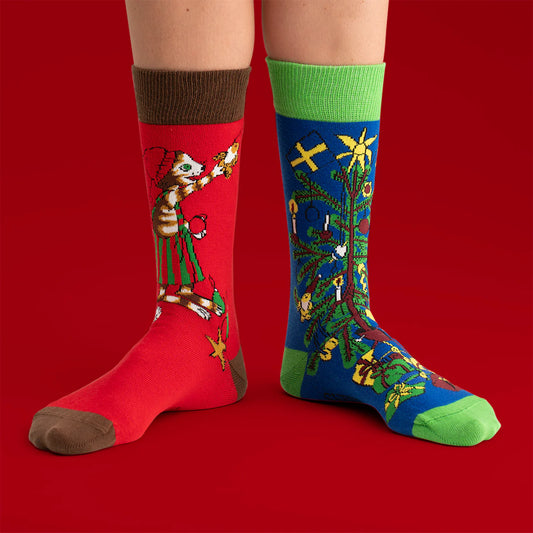 Socken Pettersson & Findus "Weihnachtsbaum schmücken", 80% Baumwolle, 15% Polyamid, 5% Elastan