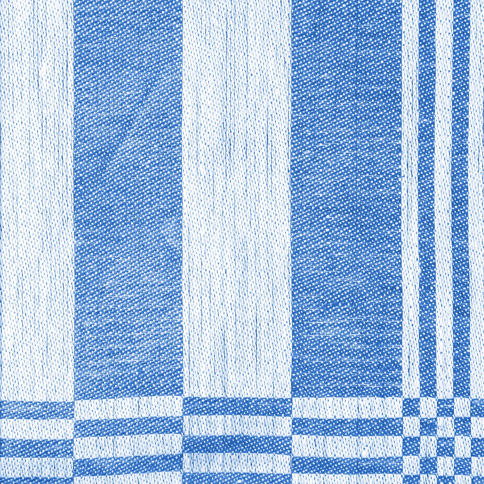 Detail einer Ecke des Tischtuchs Gästabud in blau