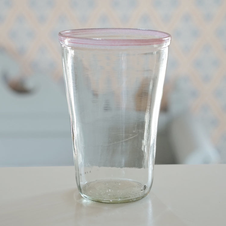 Trinkglas True olours mit rosa Rand