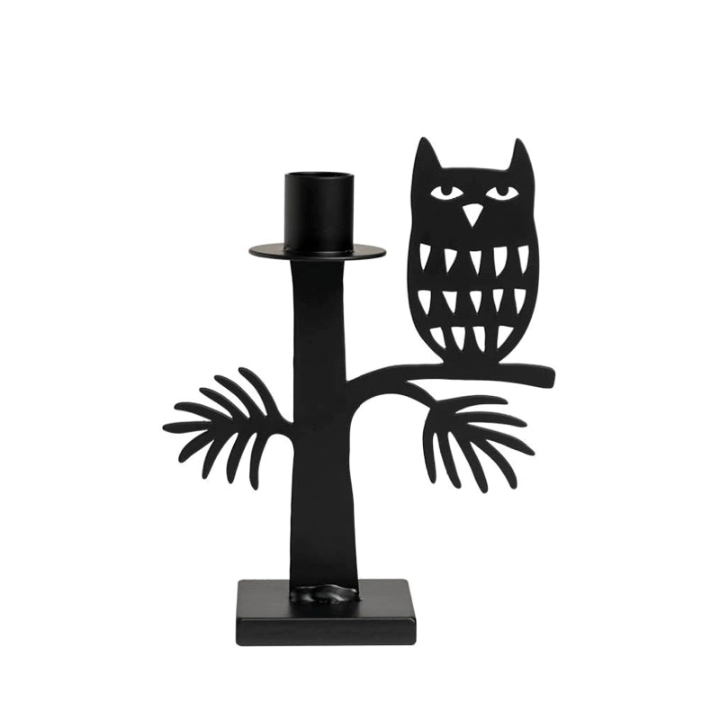 Kerzenhalter Metall Eule schwarz