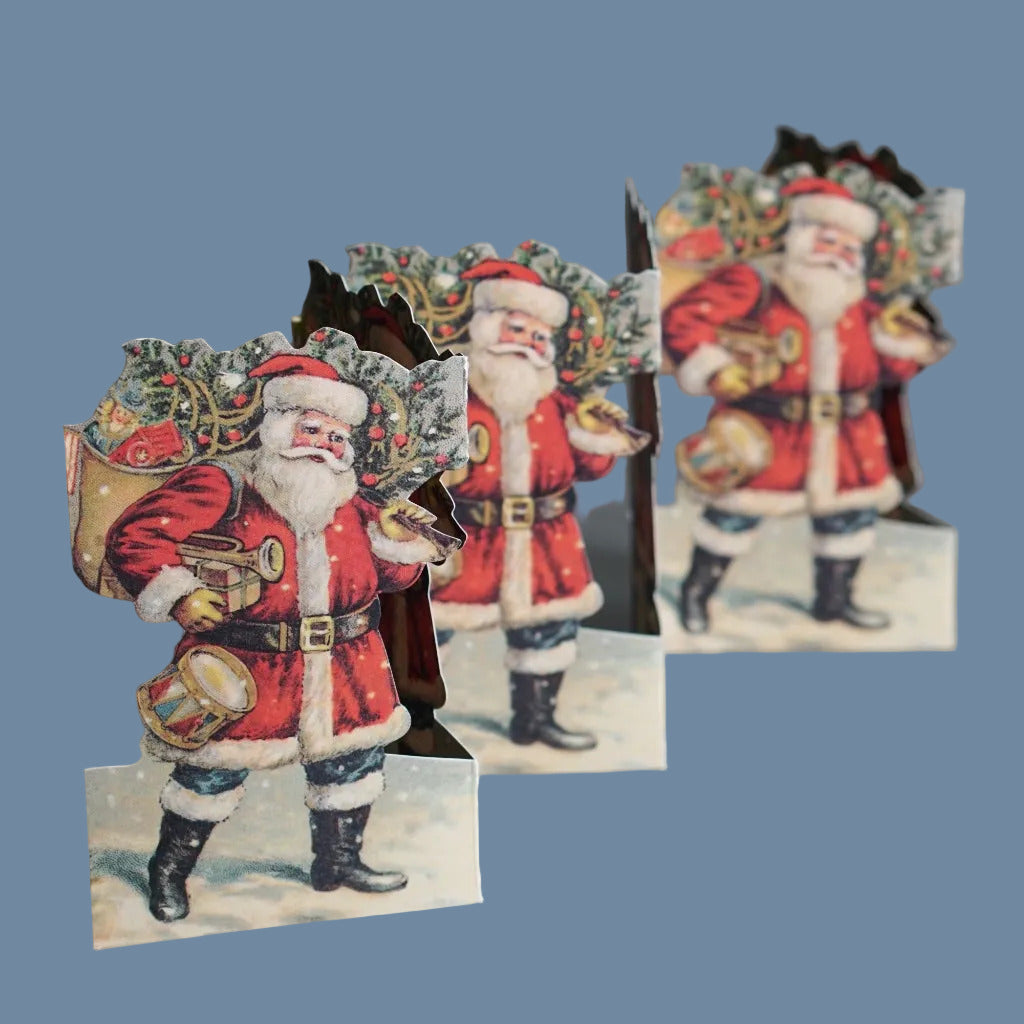 Leporello Jultomte vor mysblauem Hintergrund
