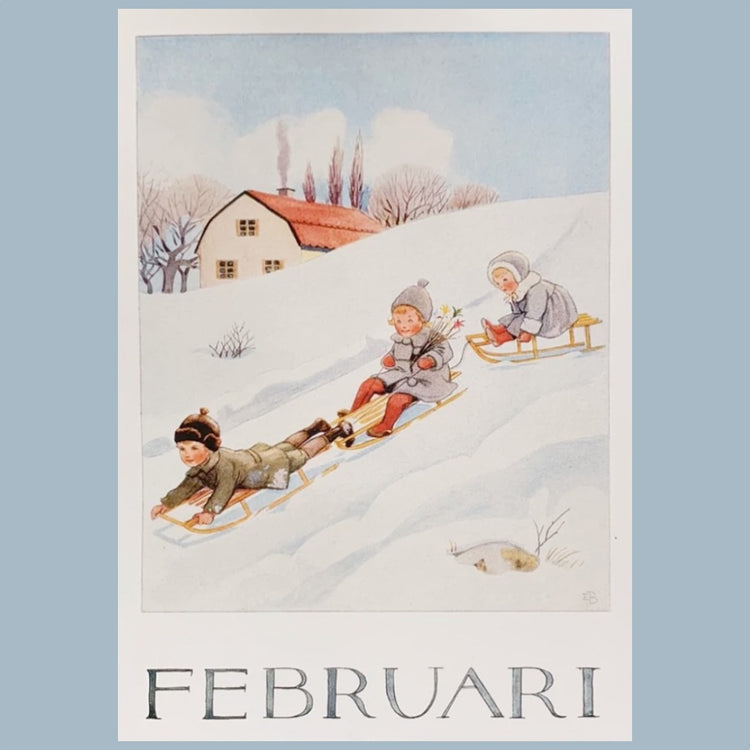 Postkarte Jahreszeiten Elsa Beskow Februari