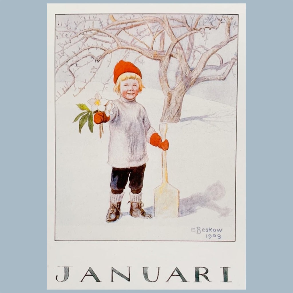 Postkarte Jahreszeiten Elsa Beskow Januari
