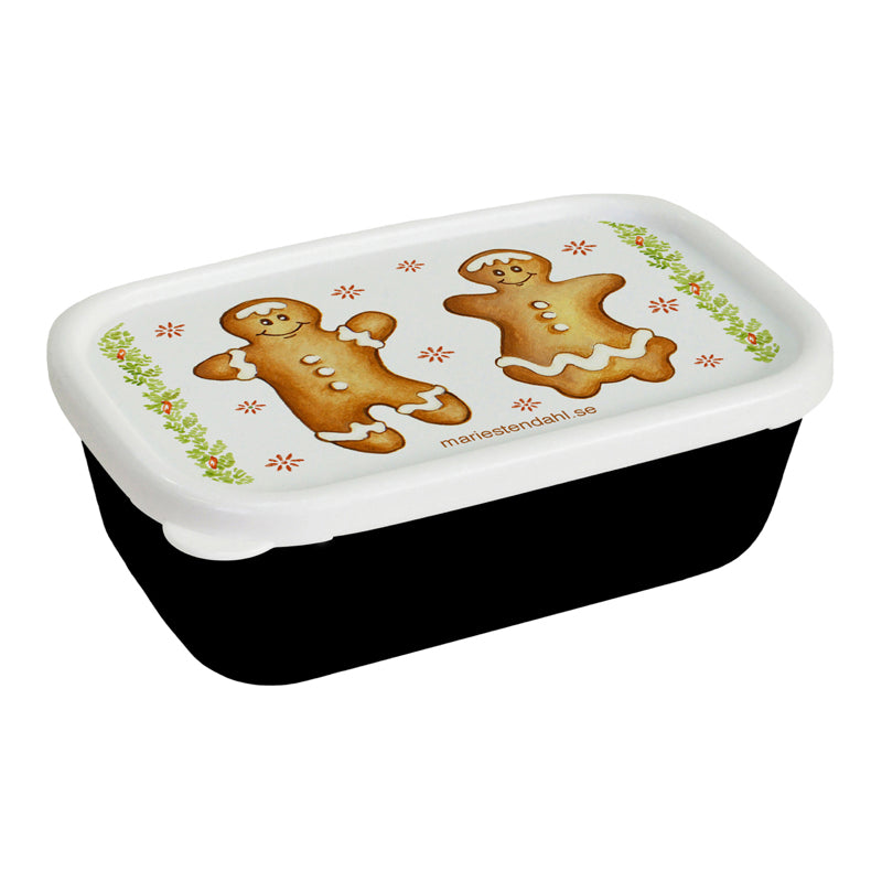 Minidose mit Pfefferkuchenmännchen auf Deckel